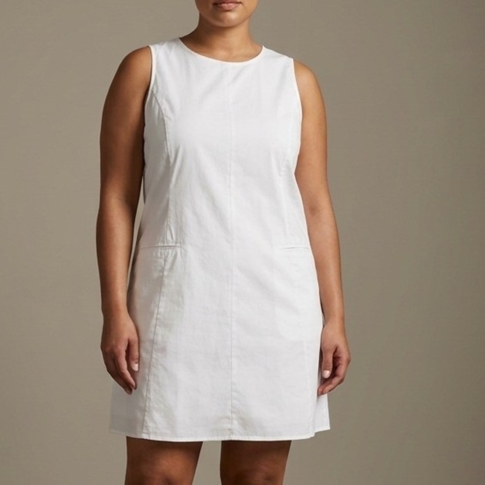 PARKER Womens Shift Dress XL White Cotton Minimalist Coastal